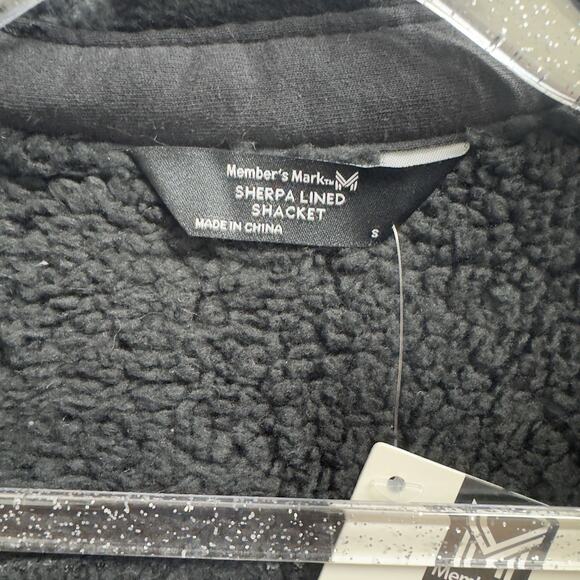 Member's Mark Men's Sherpa Lined Shacket Size Small Grey Buffalo Plaid - Picture 6 of 10